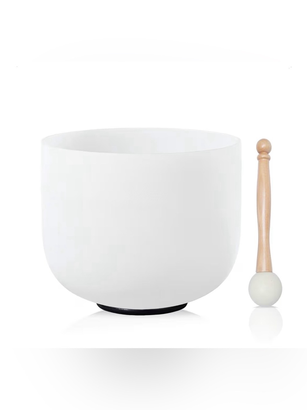 White Crystal Singing Sound Song Bowl with Mallet
